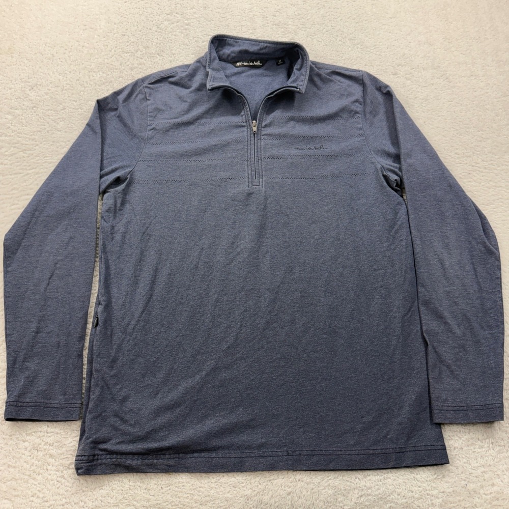 Travis Mathew Mens Blue‎ Quarter Zip Long Sleeve Pullover Shirt Size Medium Golf